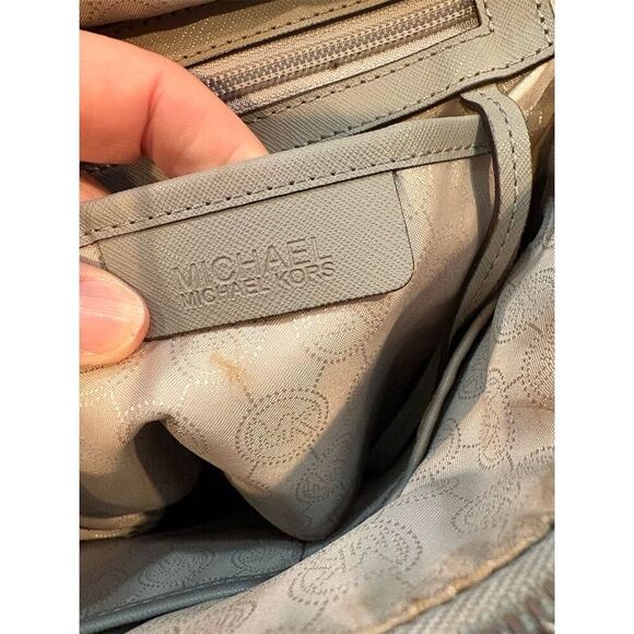 Michael Kors Women's Gray Leather Shoulder Bag Dual Handles - Picture 12 of 12